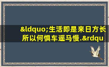 “生活即是来日方长 所以何惧车遥马慢.”什么意思